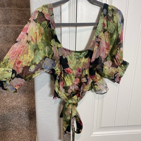 HEMANT & NANDITA multi color wrap crop top - Picture 7 of 8